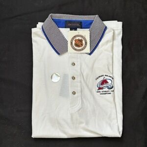 Colorado Avalanche 1996 Stanley Cup Champions Polo Men's XL Logo Hockey White